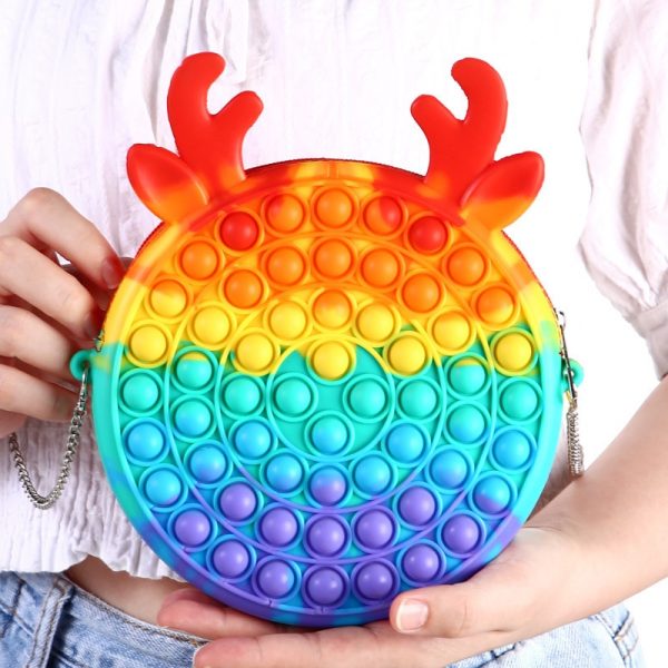 2021 New Cute Bag Fidget Toys Reliver Stress Toy Rainbow Push Bubble Simpl Dimmer Antistress Toy 5 - Simple Dimple Fidget