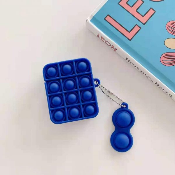 Plain Bubble Pop Fidget Sensory Toys Silicone EarPods Case Box Cover With Simple Dimple Keychain For 4 - Simple Dimple Fidget