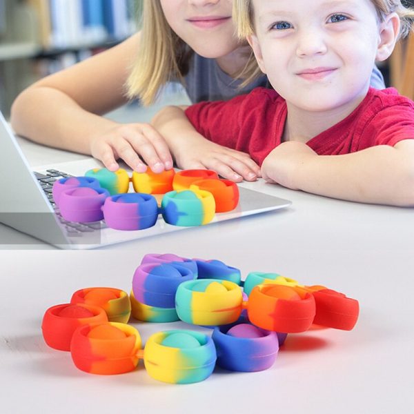 Pops Fidget Reliver Stress Toys Rainbow Bracelet Push It Bubble Antistress Toys Adult Children Sensory Toy 2 - Simple Dimple Fidget