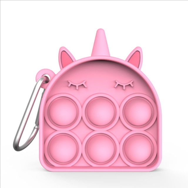Pink Keychain Pop It Fidget Anti Stress Toys