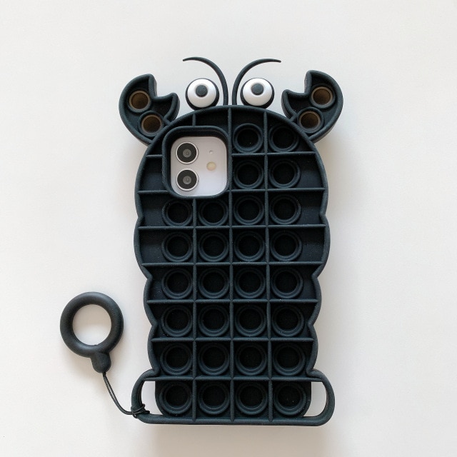 popping fidget anti stress black crab silicone phone case for iphone - Simple Dimple Fidget