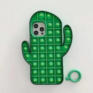 Popping Fidget Anti Stress Green Cactus Silicone Phone Case For iPhone