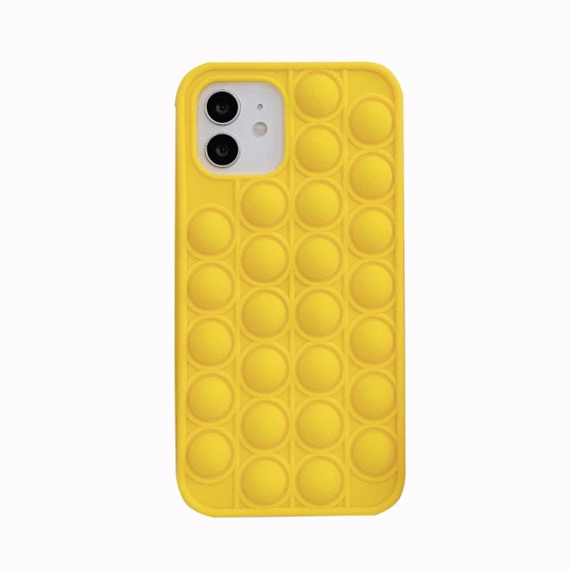Popping Fidget Anti Stress Yellow Silicone Phone Case For iPhone