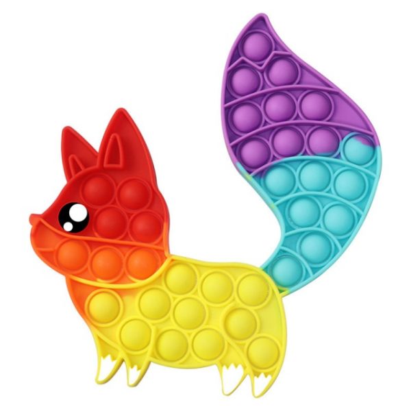 Rainbow Fox Pop It Fidget Simple Dimple Anti Stress Toy