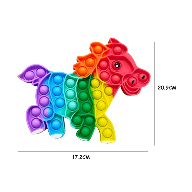 Rainbow-colored Horse Shape Popping Fidget Stress Relief Toys