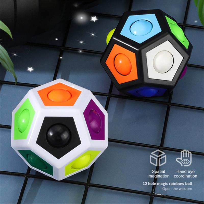 Creative Antistress Magic Rainbow Ball Cube Football Popit Puzzle Ball Fidget Toys For Kids Adults Stress 3 - Simple Dimple Fidget