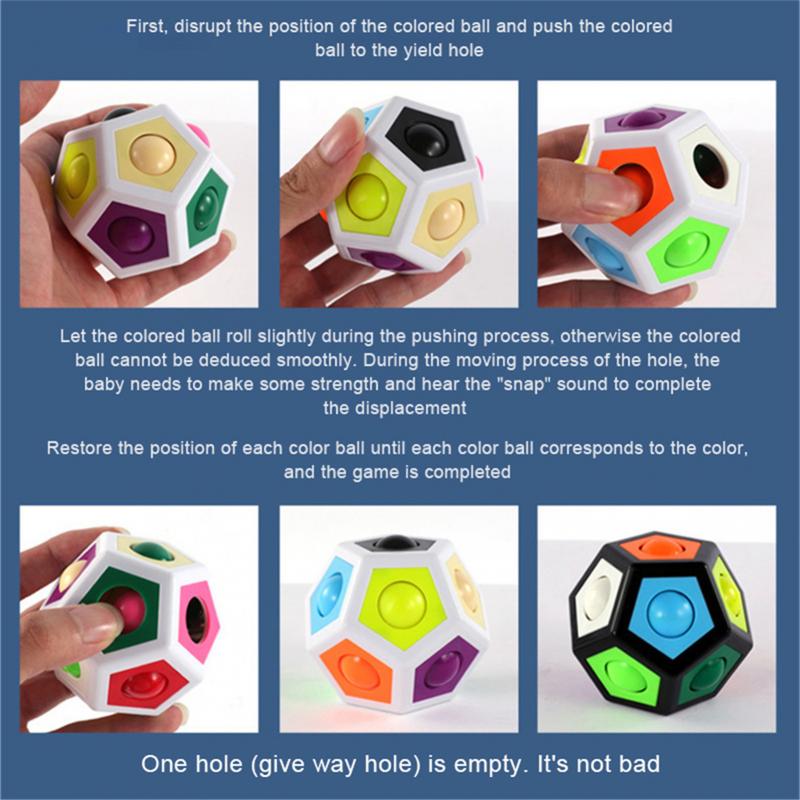 Creative Antistress Magic Rainbow Ball Cube Football Popit Puzzle Ball Fidget Toys For Kids Adults Stress 5 - Simple Dimple Fidget