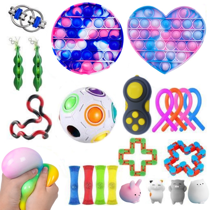 Fidget Toys Anti Stress Set Strings fidget toys Relief Pack Gift for Adults Children Figet Sensory 3 - Simple Dimple Fidget