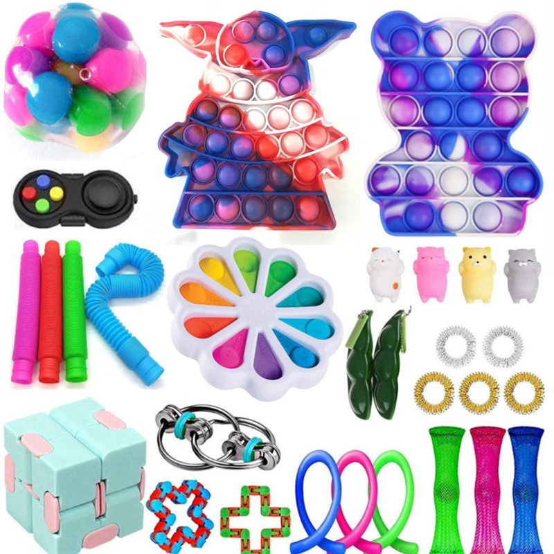 Fidget Toys Antistress Toy Set Stretchy Strings Push Gift Pack Adults Children Squishy Sensory Anti Stress - Simple Dimple Fidget