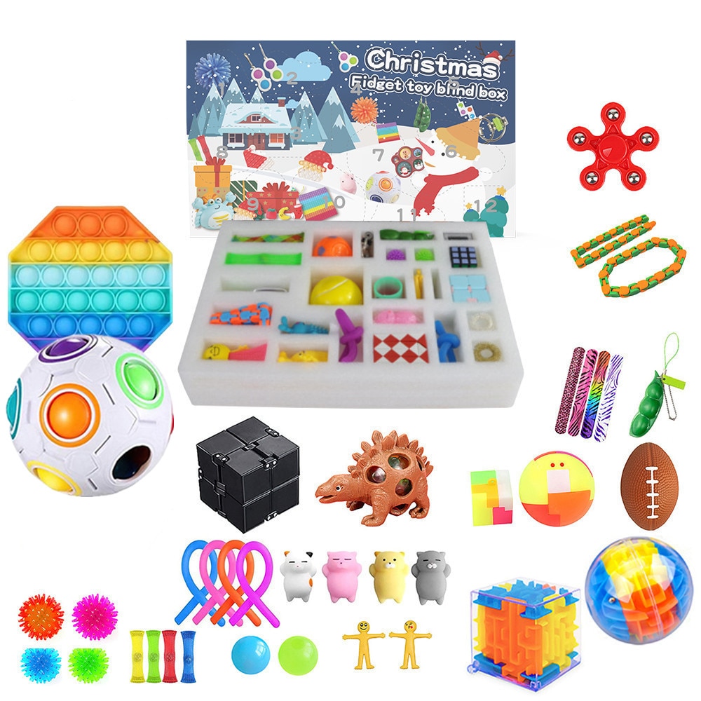 Fidget Toys Pack Set 100 Pack Squid Game Christmas Advent Calendar Anti Stress Relief Figet Toy 2 - Simple Dimple Fidget