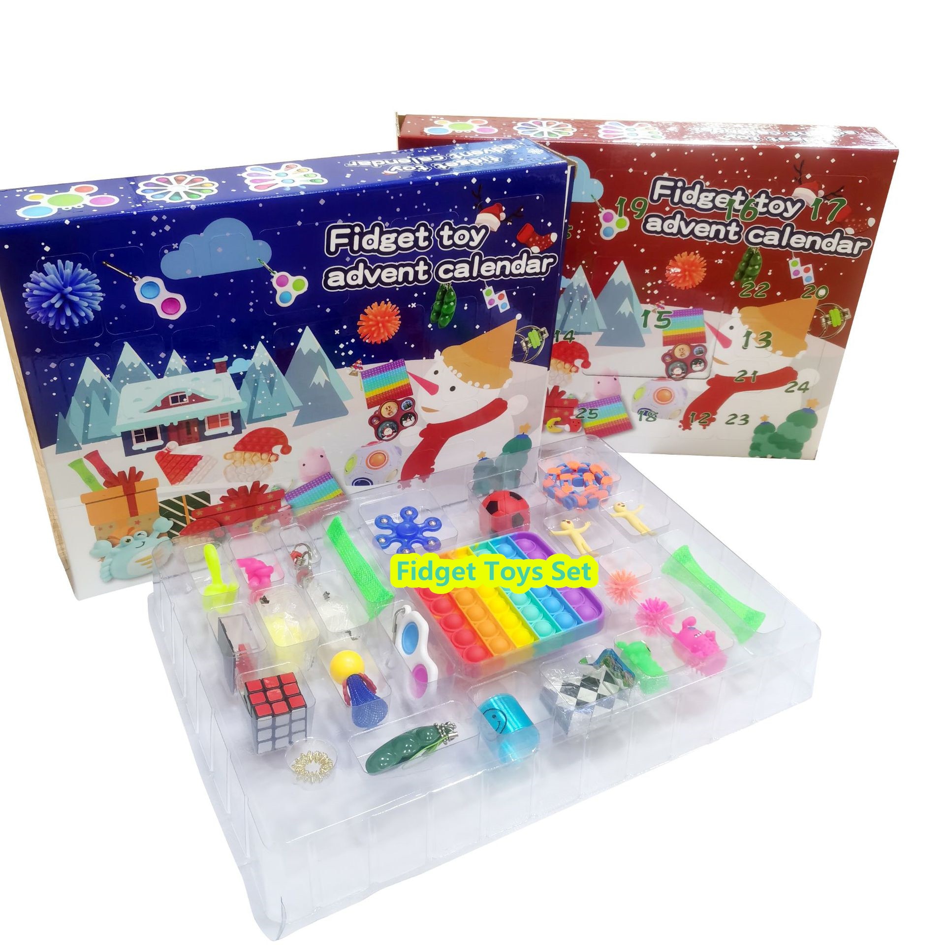 Fidget Toys Pack Set 100 Pack Squid Game Christmas Advent Calendar Anti Stress Relief Figet Toy 3 - Simple Dimple Fidget