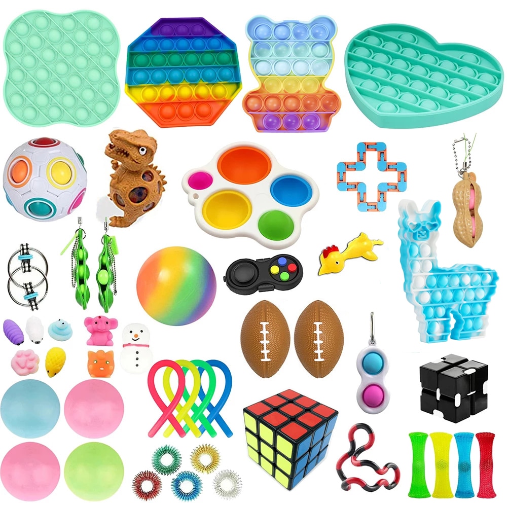 Kids Fidget Sensory Toys Stress 22 PACK Set Adult Anti stress Toy Push Kits Bubble Fidget 3 - Simple Dimple Fidget