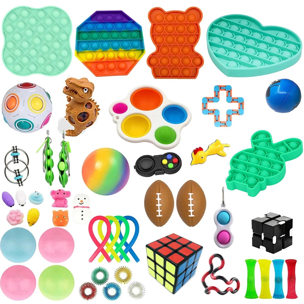 Kids Fidget Sensory Toys Stress 22 PACK Set Adult Anti stress Toy Push Kits Bubble Fidget - Simple Dimple Fidget