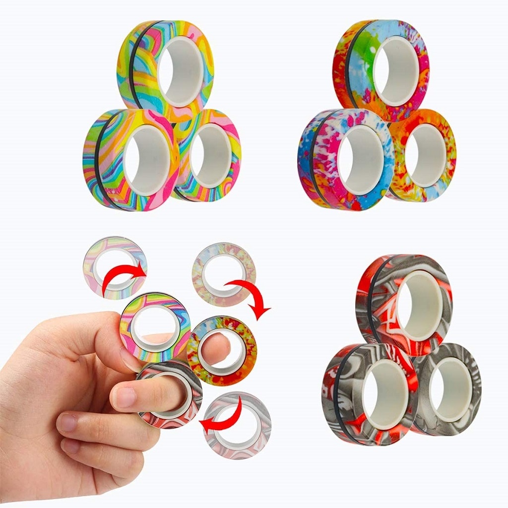 Magnetic Rings AntiStress Fidget Toy Magic RingTool Bracelet Magnetic Rings Finger Spinner RingTool Kids Adult Decompression 1 - Simple Dimple Fidget