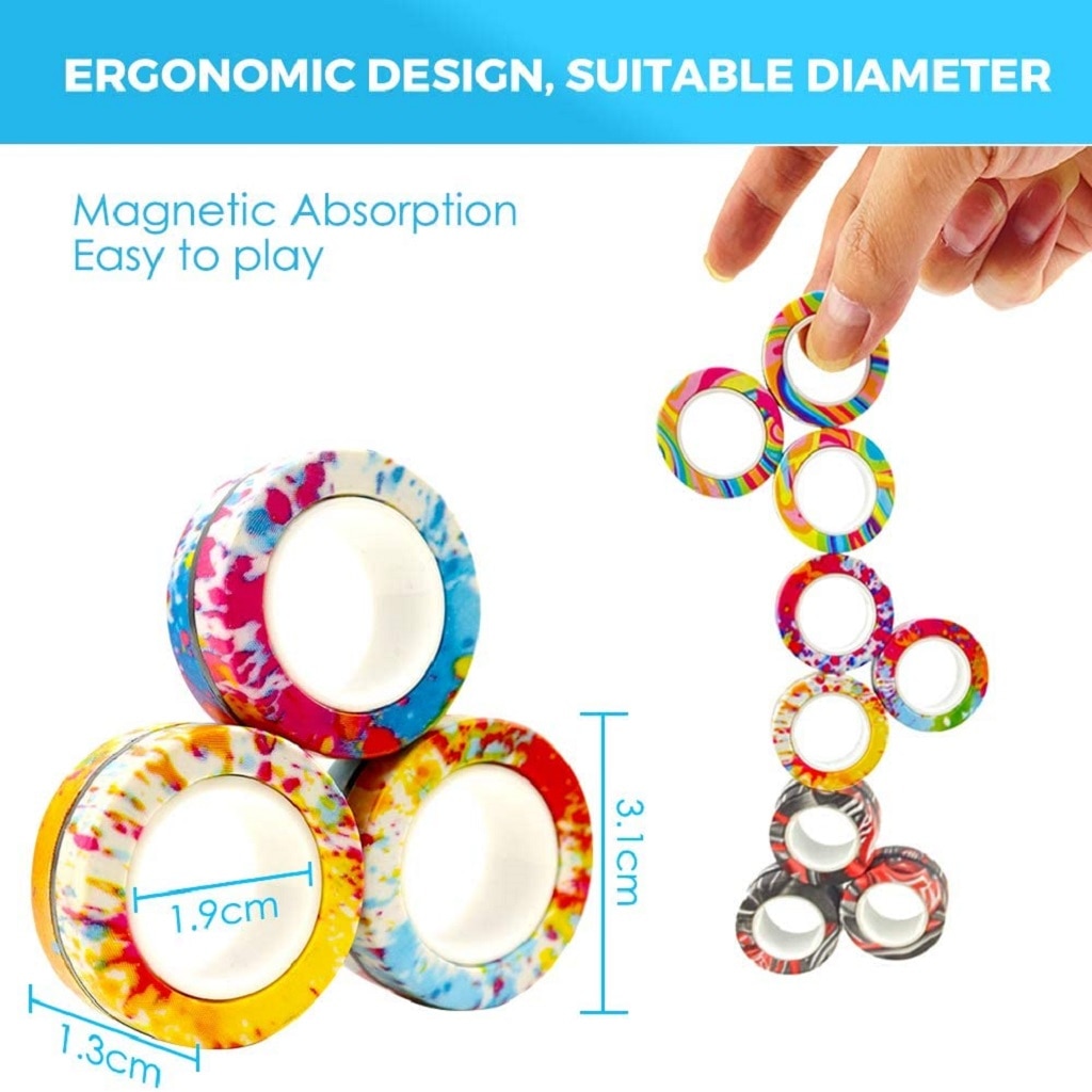 Magnetic Rings AntiStress Fidget Toy Magic RingTool Bracelet Magnetic Rings Finger Spinner RingTool Kids Adult Decompression 2 - Simple Dimple Fidget
