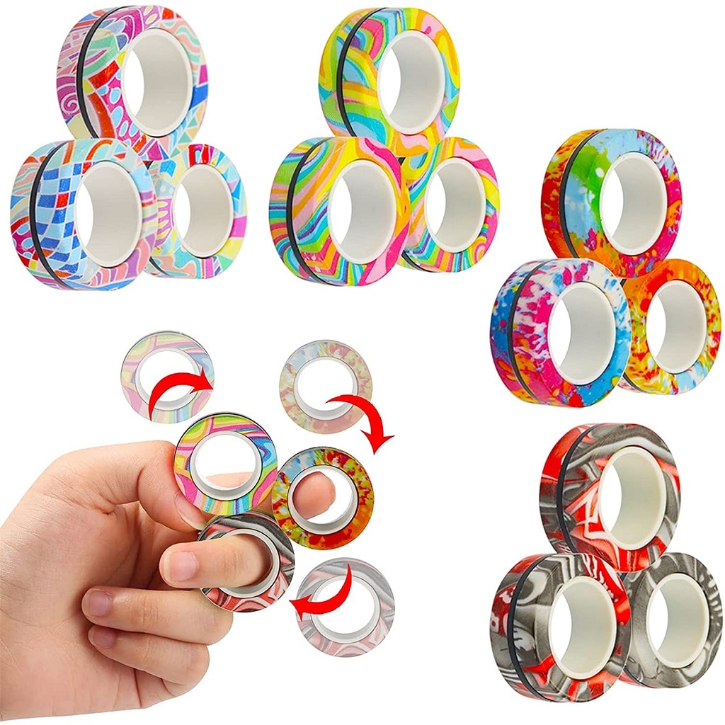 Magnetic Rings AntiStress Fidget Toy Magic RingTool Bracelet Magnetic Rings Finger Spinner RingTool Kids Adult Decompression 5 - Simple Dimple Fidget